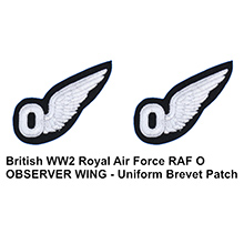 1:6 Scale British WWII Royal Air Force RAF O OBSERVER WING - Uniform Brevet Patch